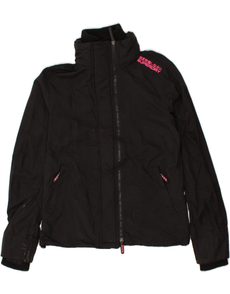 SUPERDRY Womens Windbreaker Jacket UK 16 Large Black Nylon | Vintage Superdry | Thrift | Second-Hand Superdry | Used Clothing | Messina Hembry 