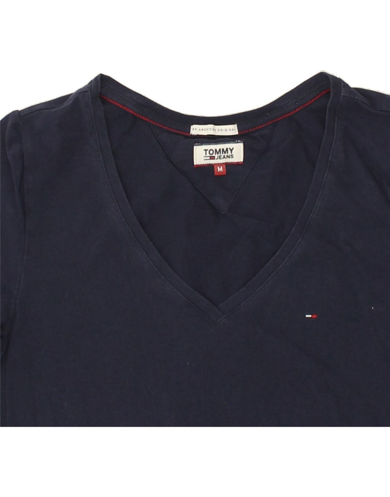 TOMMY HILFIGER Womens T-Shirt Top UK 12 Medium Navy Blue Cotton | Vintage Tommy Hilfiger | Thrift | Second-Hand Tommy Hilfiger | Used Clothing | Messina Hembry 