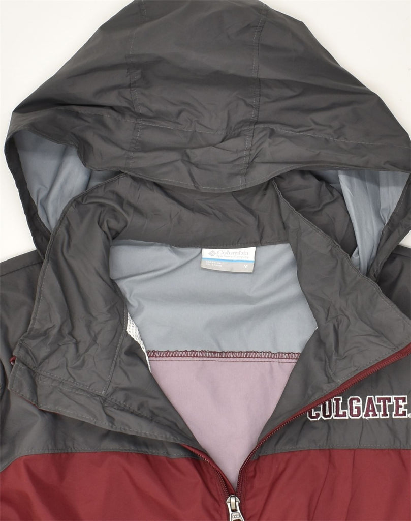 COLUMBIA Mens Hooded Rain Jacket UK 38 Medium Maroon Colourblock | Vintage Columbia | Thrift | Second-Hand Columbia | Used Clothing | Messina Hembry 