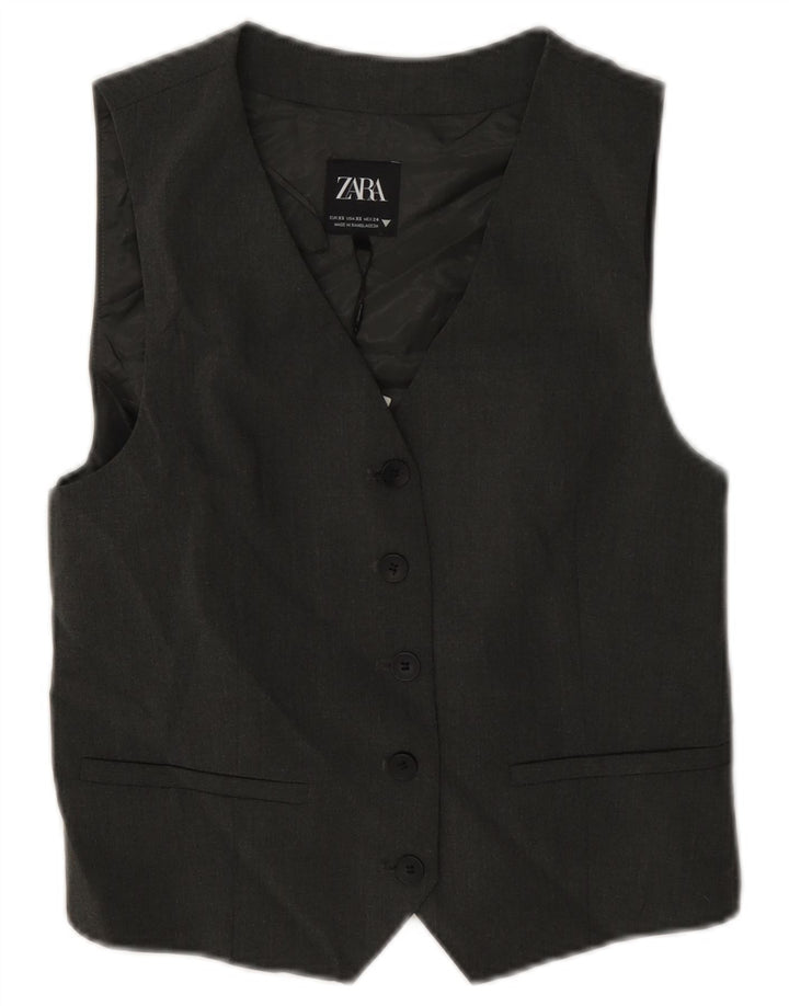 Zara Womens Waistcoat UK 6 XS Grey Polyester