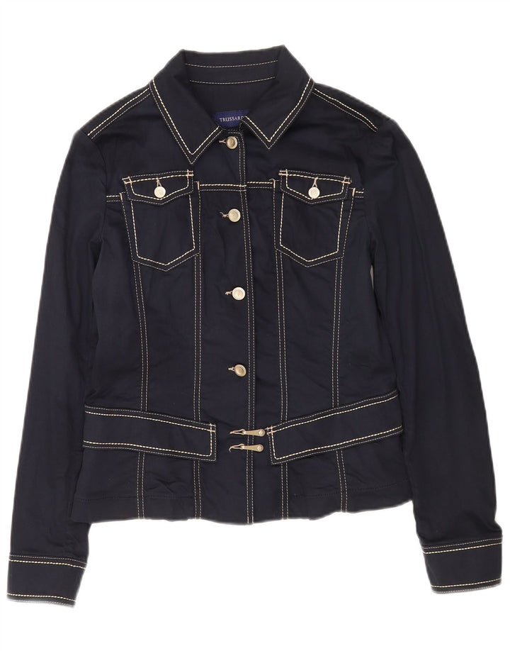 Trussardi Jeans Womens Bomber Jacket IT 44 Medium Navy Blue