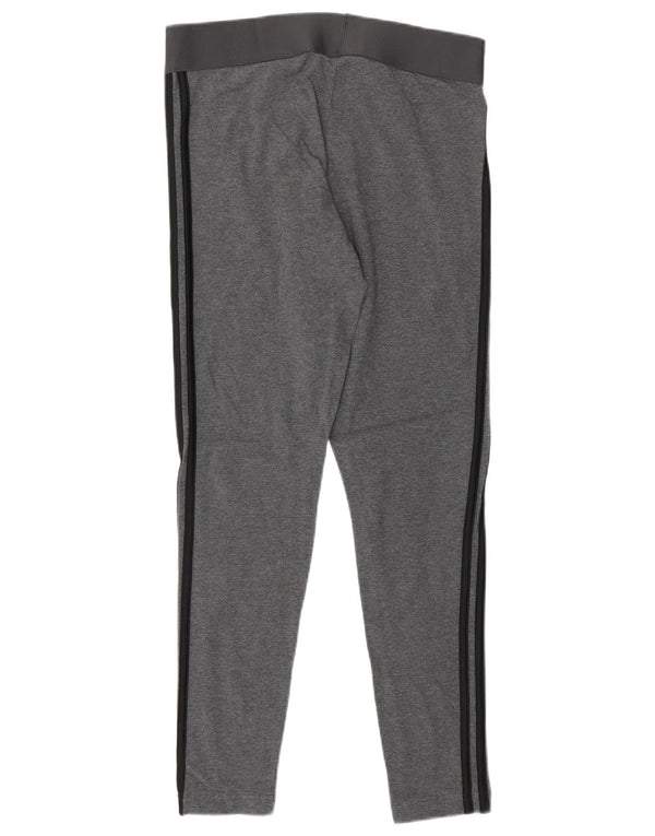 ADIDAS Womens Leggings UK 12/14 Medium  Grey Cotton