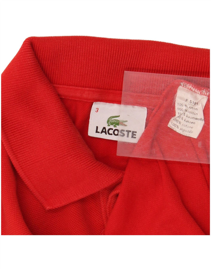 LACOSTE Mens Long Sleeve Polo Shirt Size 3 Small Red Cotton