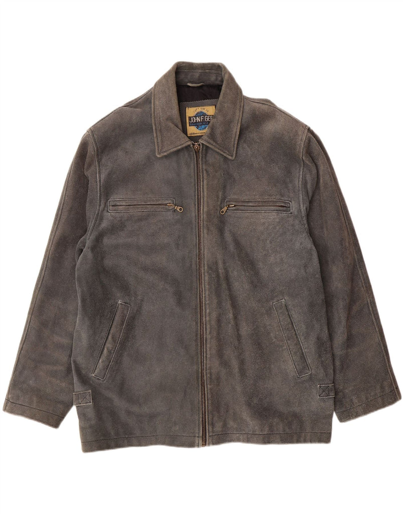 JOHN F GEE Mens Suede Jacket UK 40 Large Grey Leather Vintage John F Gee and Second-Hand John F Gee from Messina Hembry 