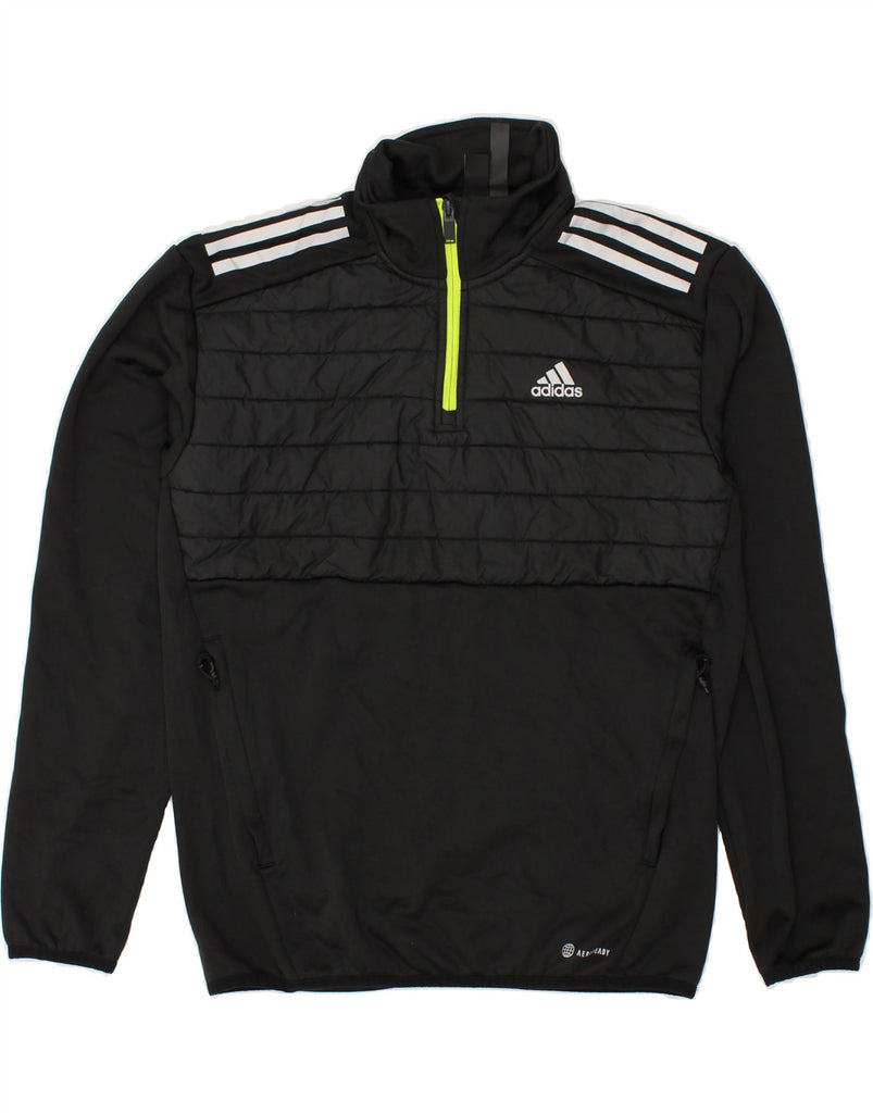 ADIDAS Mens Zip Neck Pullover Tracksuit Top Small Black Polyester | Vintage Adidas | Thrift | Second-Hand Adidas | Used Clothing | Messina Hembry 