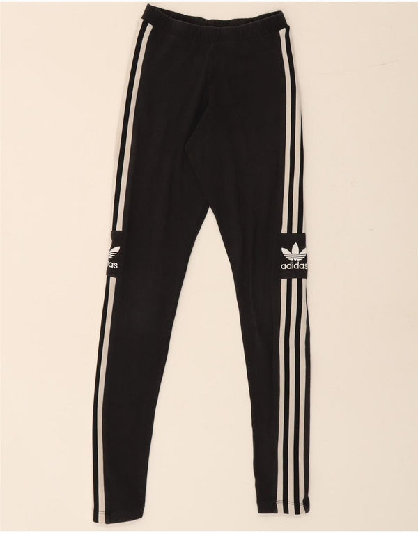 Adidas Womens Graphic Leggings UK 4 XS Black Cotton