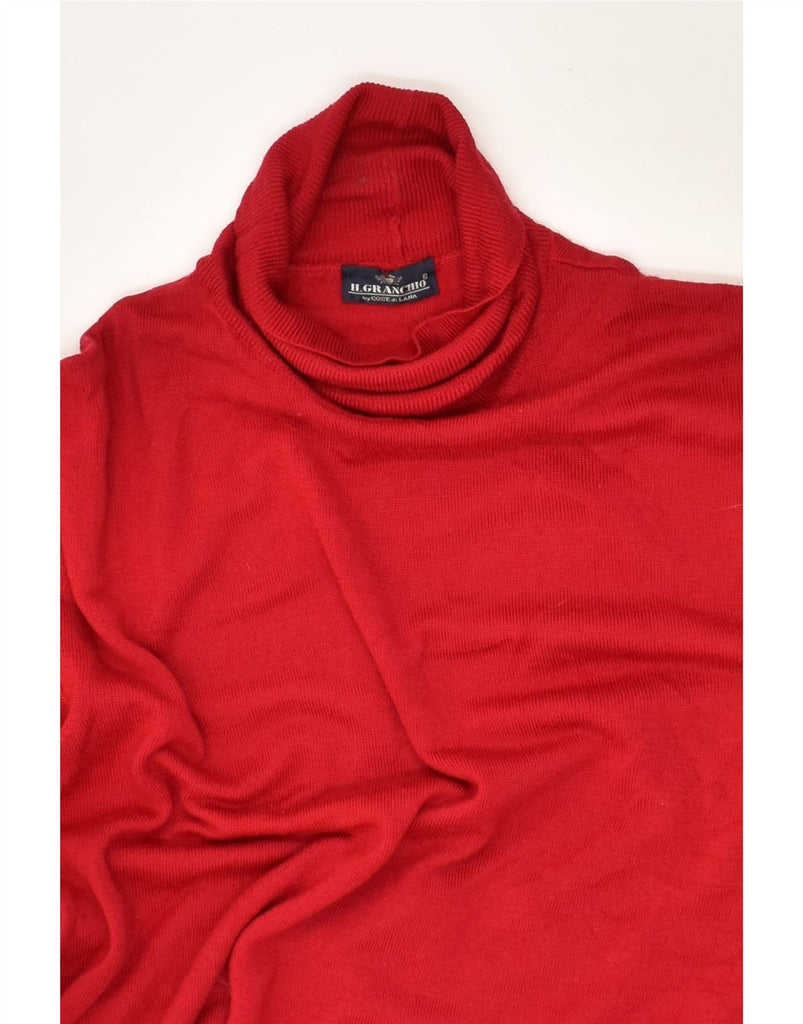 IL GRANCHIO Mens Roll Neck Jumper Sweater Medium Red | Vintage Il Granchio | Thrift | Second-Hand Il Granchio | Used Clothing | Messina Hembry 