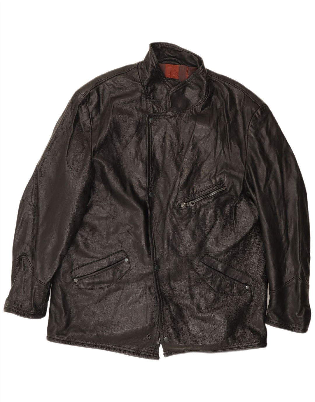 VINTAGE Mens Leather Jacket UK 42 XL Black
