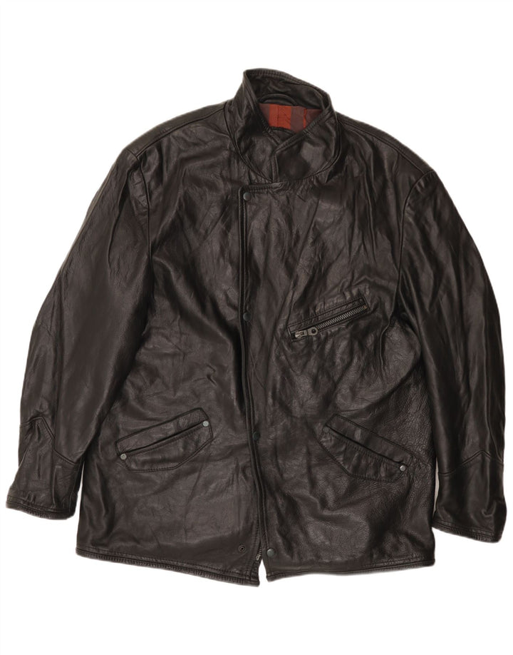 VINTAGE Mens Leather Jacket UK 42 XL Black