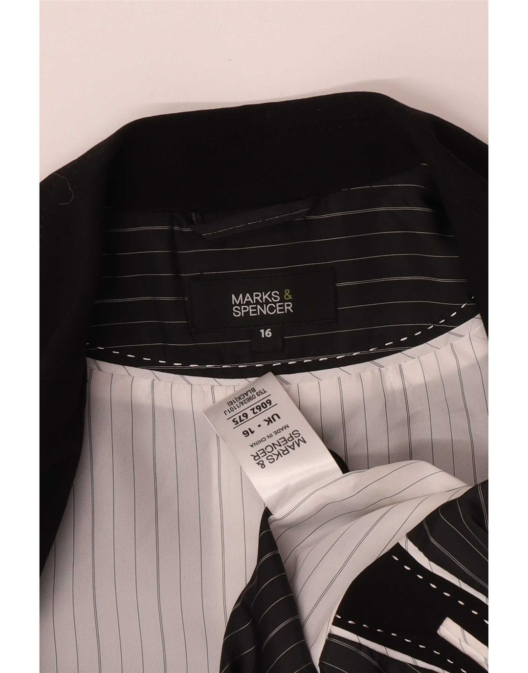 Marks & Spencer Womens 1 Button Blazer Jacket UK 16 Large Black Polyester