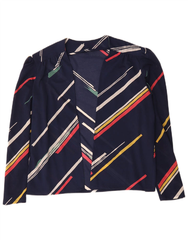 Vintage Womens Cardigan Top IT 42 Medium Navy Blue Striped