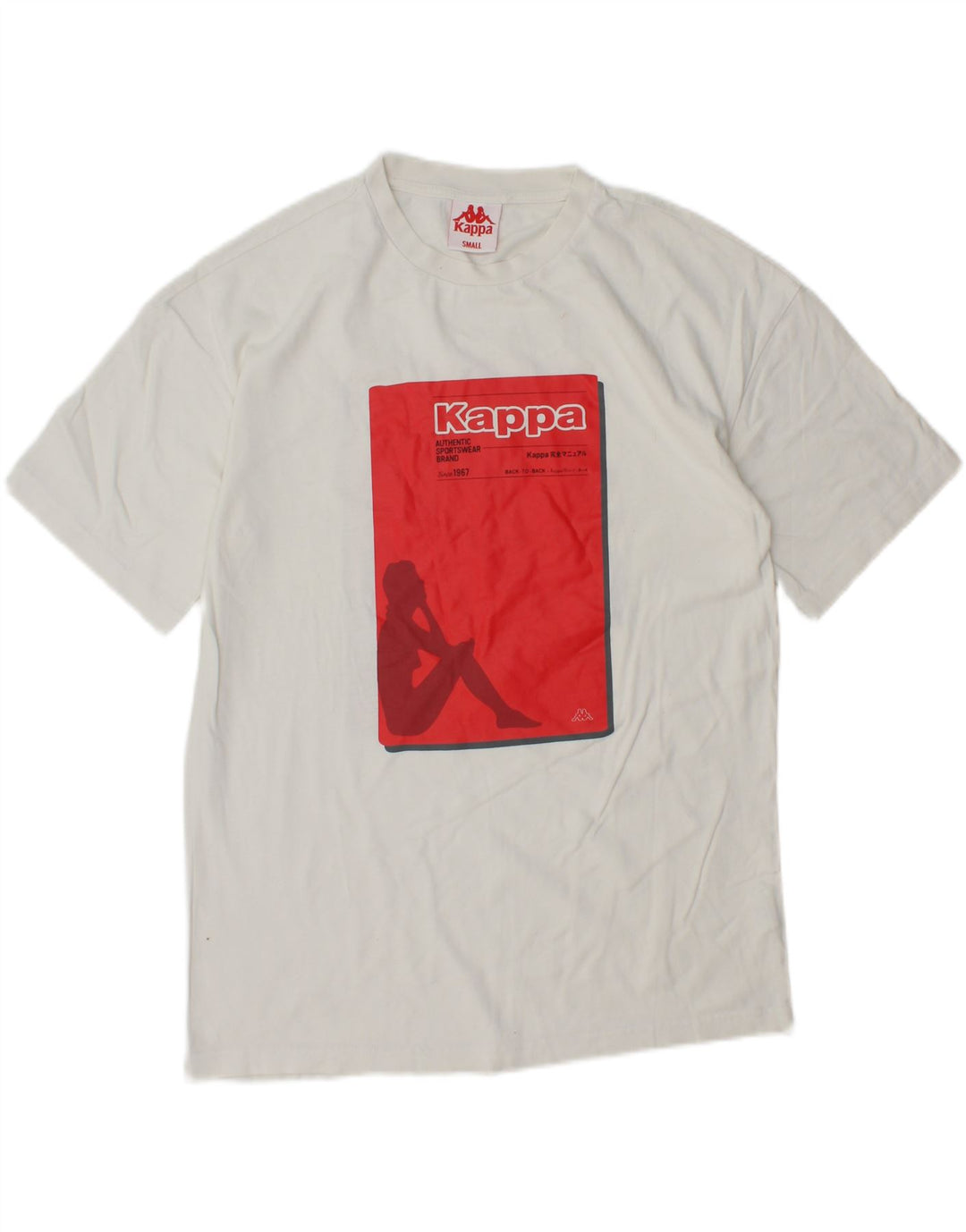 KAPPA Mens Graphic T-Shirt Top Small White Cotton