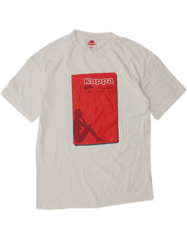 KAPPA Mens Graphic T-Shirt Top Small White Cotton