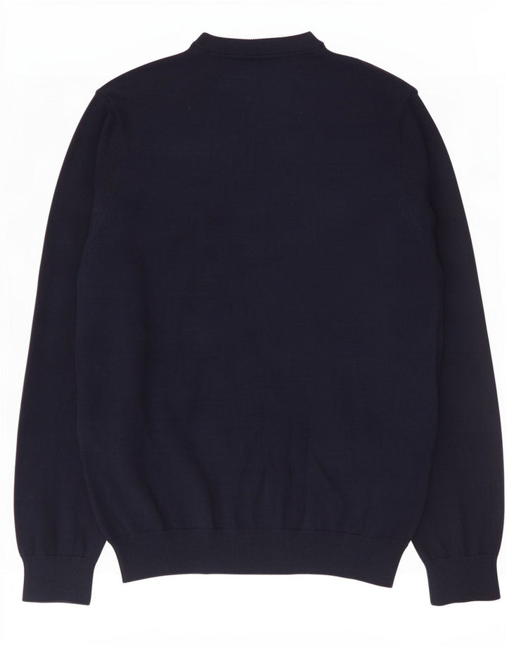 Marks & Spencer Mens V-Neck Jumper Sweater Large Navy Blue Cotton
