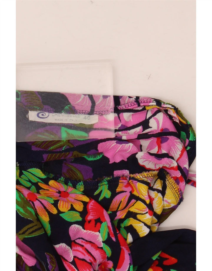 VINTAGE Womens High Waist Maxi Skirt IT 40 Small W24  Navy Blue Floral