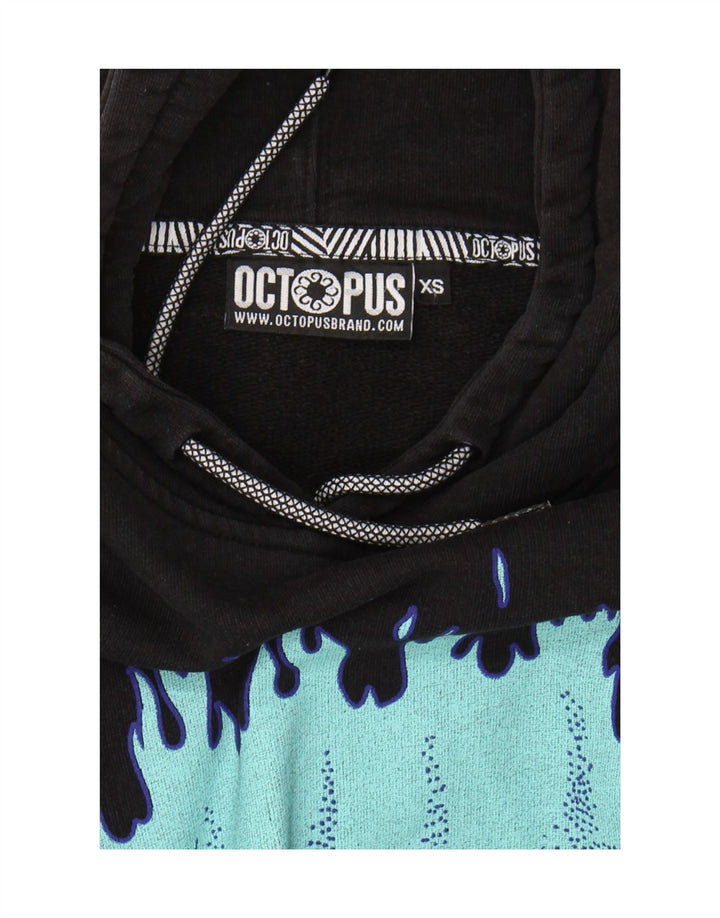 Octopus Womens Graphic Hoodie Jumper UK 6 XS Black
