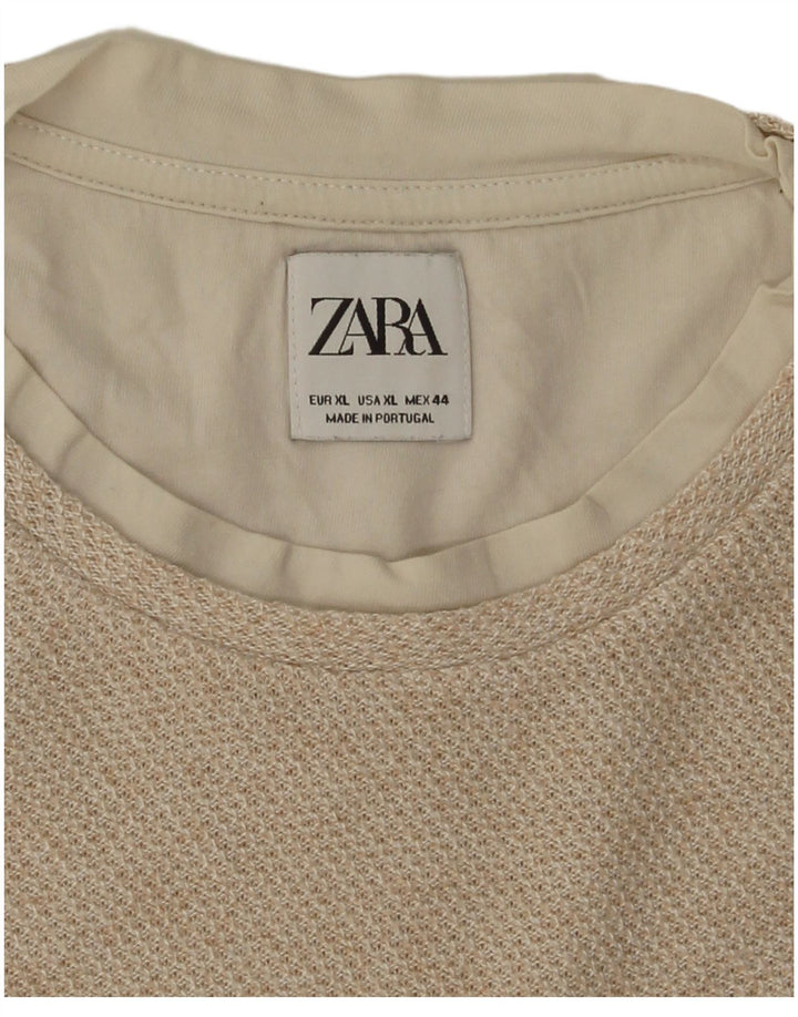 Zara Mens T-Shirt Top XL Beige