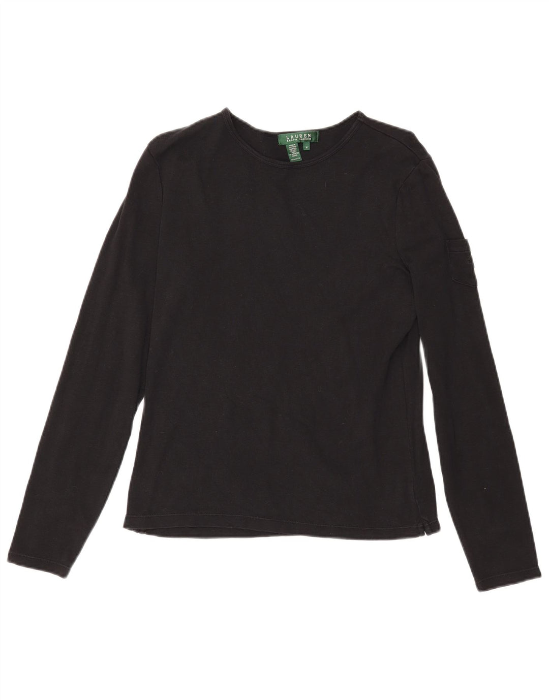 Ralph Lauren Womens Top Long Sleeve UK 14 Medium Black Cotton