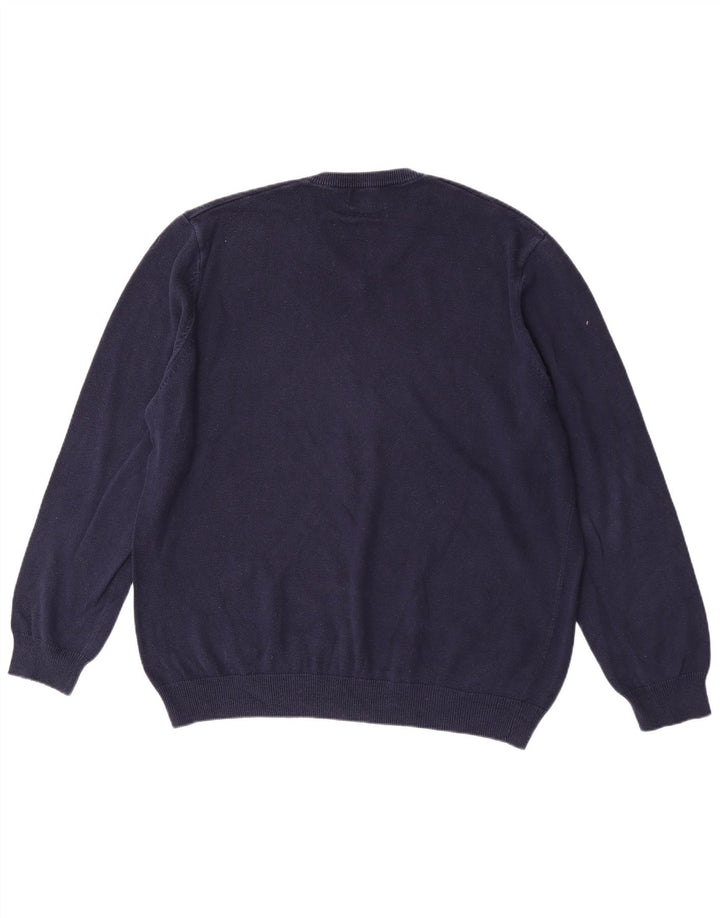Marks & Spencer Mens V-Neck Jumper Sweater 2XL Navy Blue Cotton