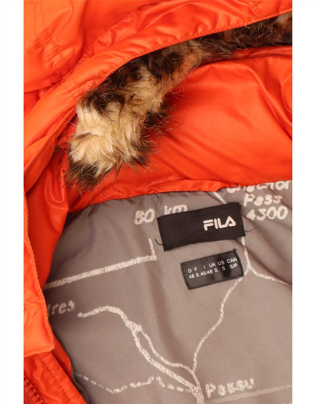 Fila Mens Hooded Padded Jacket UK 36 Small Orange Polyester