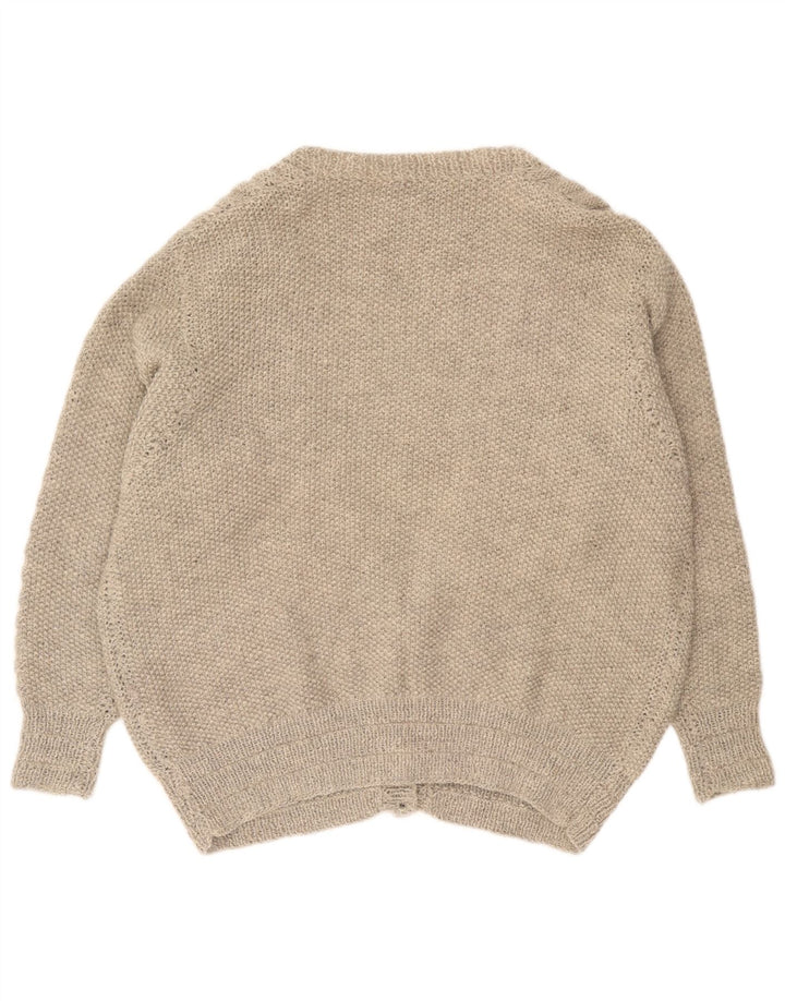Vintage Womens Oversized Cardigan Sweater UK 16 Large Grey