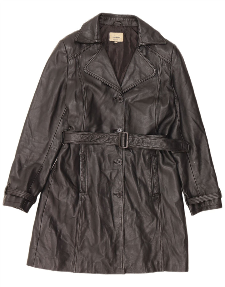 Conbipel Womens Leather Coat IT 46 Large Black Leather