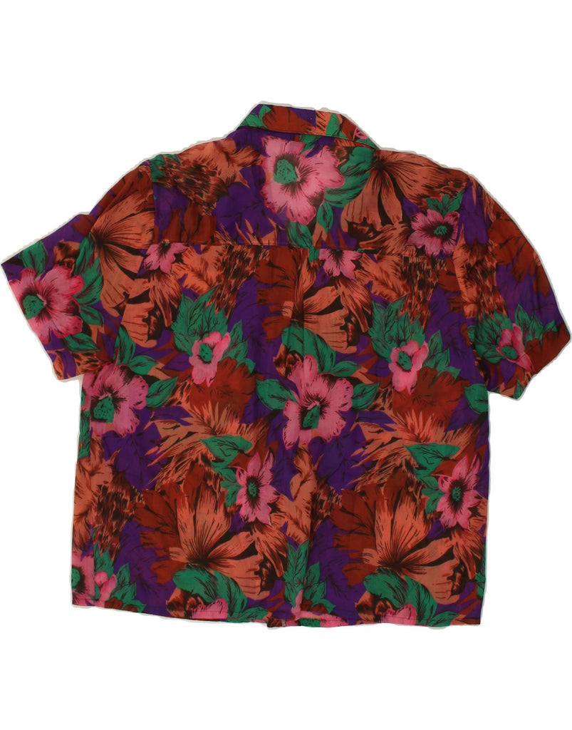 VINTAGE Womens Short Sleeve Shirt UK 16 Large Multicoloured Floral Cotton | Vintage Vintage | Thrift | Second-Hand Vintage | Used Clothing | Messina Hembry 