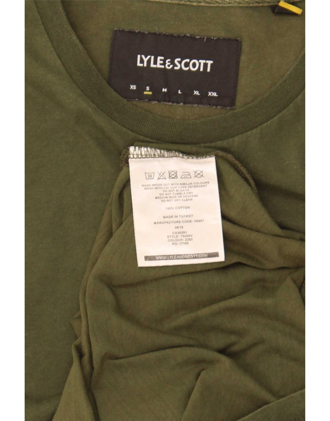 Lyle & Scott Mens T-Shirt Top Small Khaki Cotton