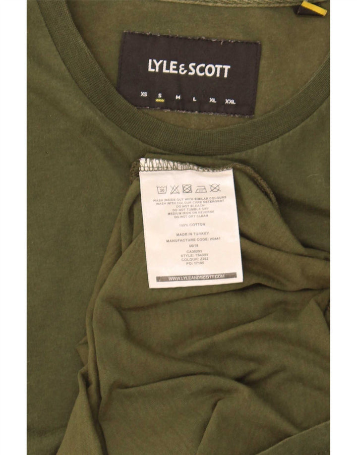 Lyle & Scott Mens T-Shirt Top Small Khaki Cotton