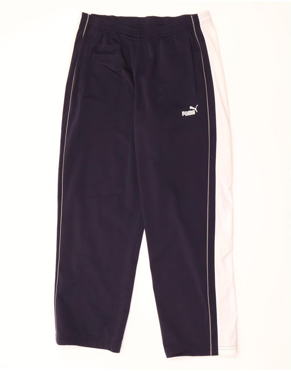 Puma Mens Tracksuit Trousers Large  Navy Blue Colourblock Polyester