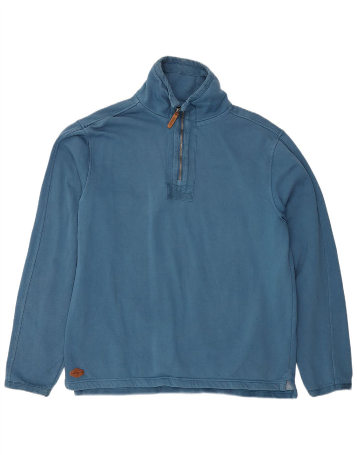 Saltrock Mens Zip Neck Sweatshirt Jumper Large Blue Cotton