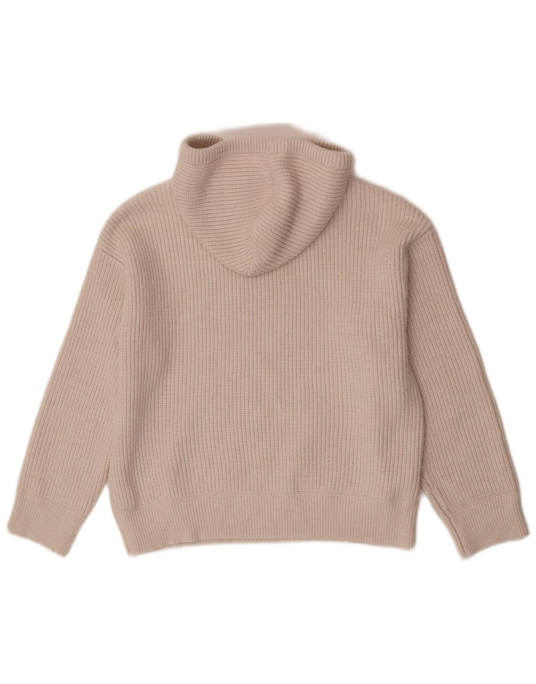 Marks & Spencer Womens Hooded Jumper Sweater UK 14 Medium Beige Polyester