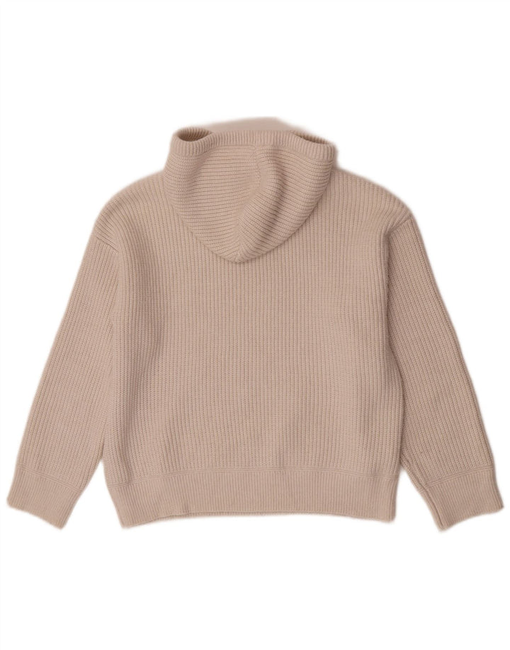 Marks & Spencer Womens Hooded Jumper Sweater UK 14 Medium Beige Polyester