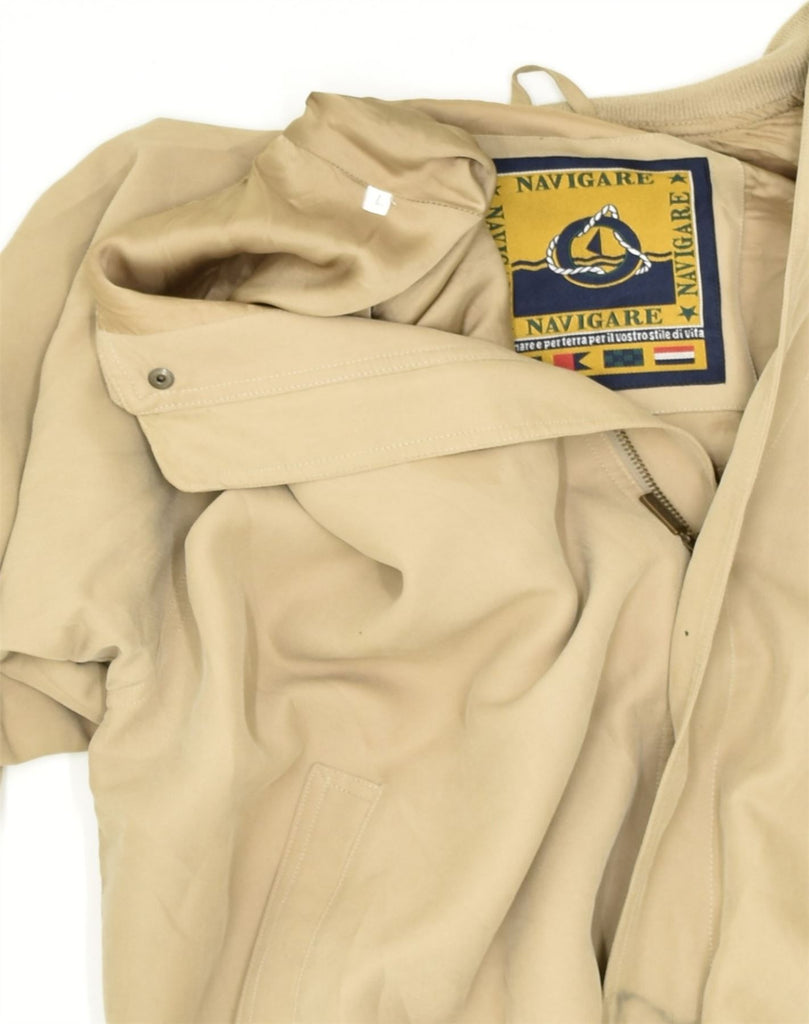 NAVIGARE Mens Bomber Jacket UK 40 Large Beige Polyamide | Vintage Navigare | Thrift | Second-Hand Navigare | Used Clothing | Messina Hembry 