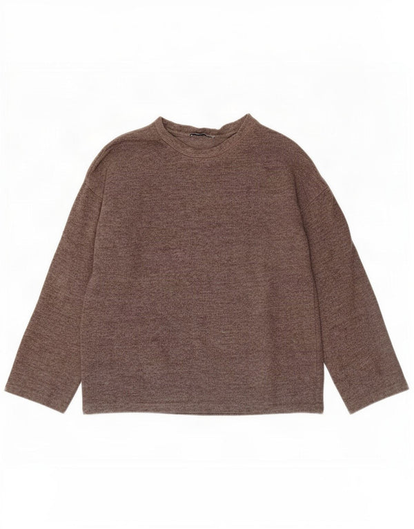 Zara Womens Oversized Crew Neck Jumper Sweater UK 10 Small Grey Polyester
