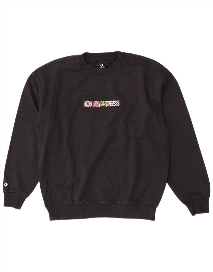 Converse Mens Graphic Sweatshirt Jumper Medium Black Cotton