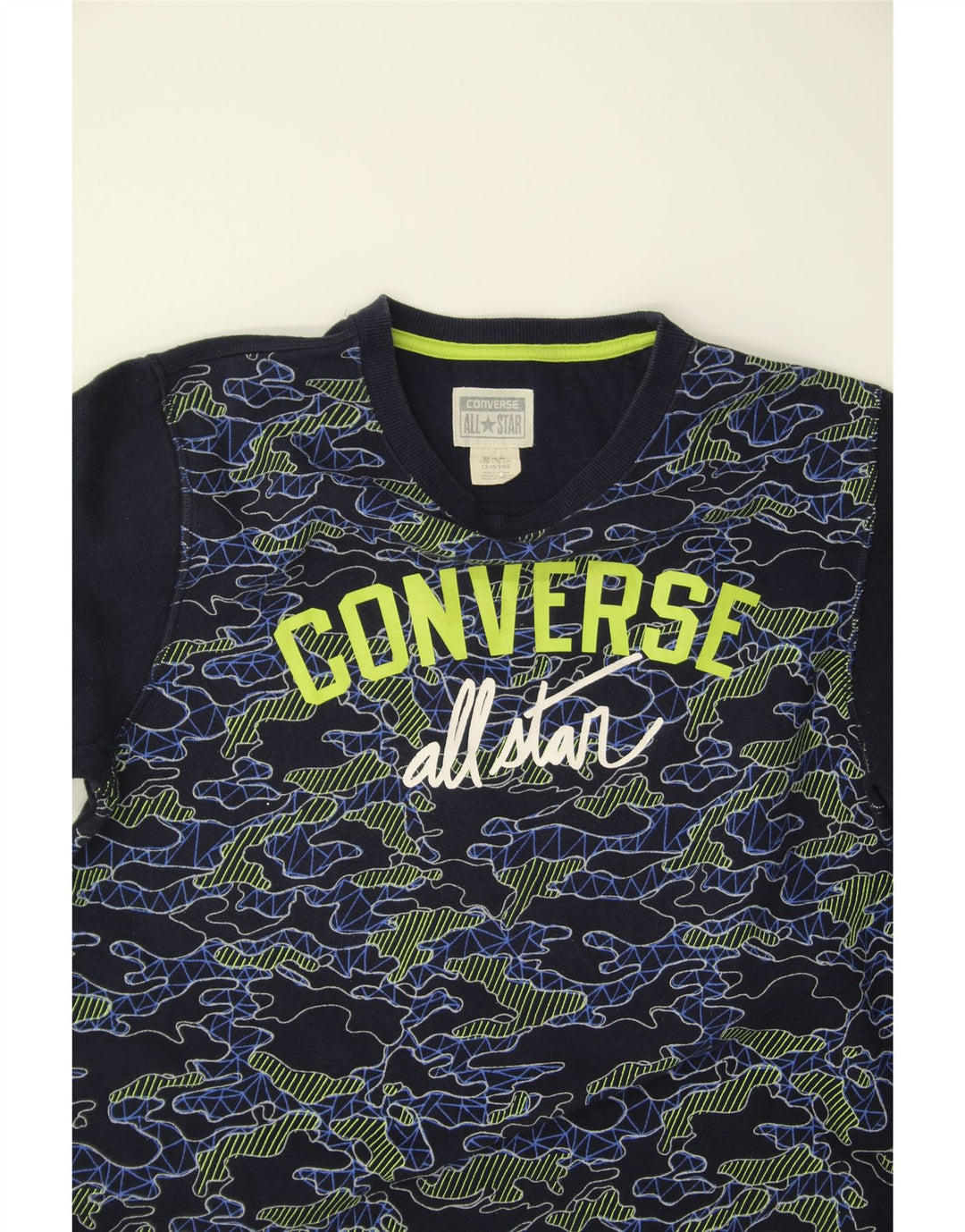 CONVERSE Boys Sweatshirt Jumper 13-14 Years XL  Navy Blue Camouflage Vintage Converse and Second-Hand Converse from Messina Hembry 