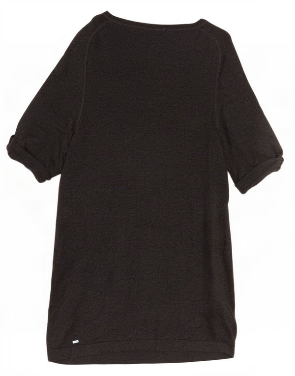 Marks & Spencer Womens Short Sleeves Jumper Dress UK 16 Large Grey Viscose