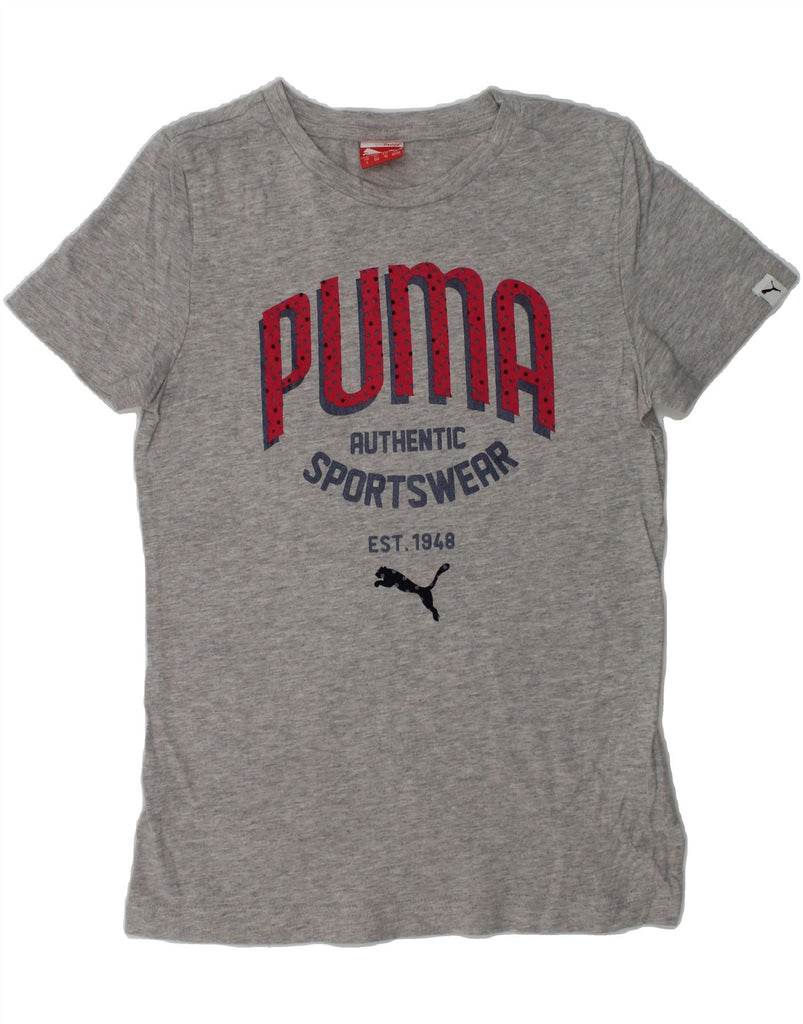 PUMA Girls Graphic T-Shirt Top 11-12 Years Grey Cotton | Vintage Puma | Thrift | Second-Hand Puma | Used Clothing | Messina Hembry 