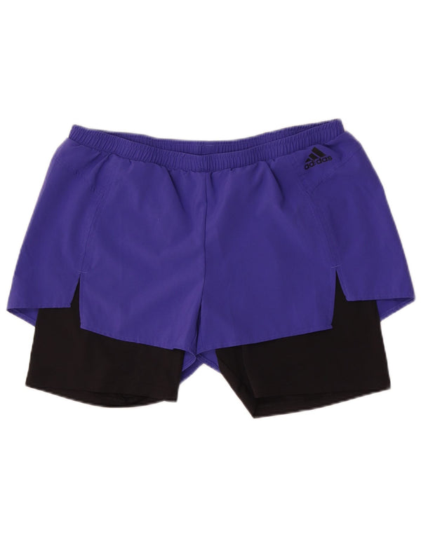 Adidas Womens Aeroready Sport Shorts UK 16/18 Large Purple Colourblock