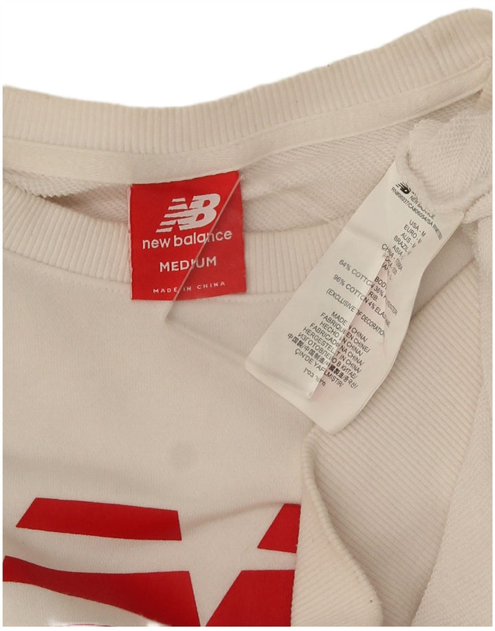 New Balance Mens Graphic Sweatshirt Jumper Medium White Cotton