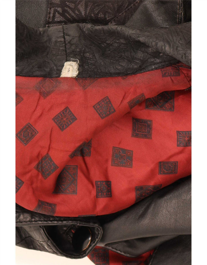 Vintage Womens Oversized Leather Jacket UK 10 Small Black