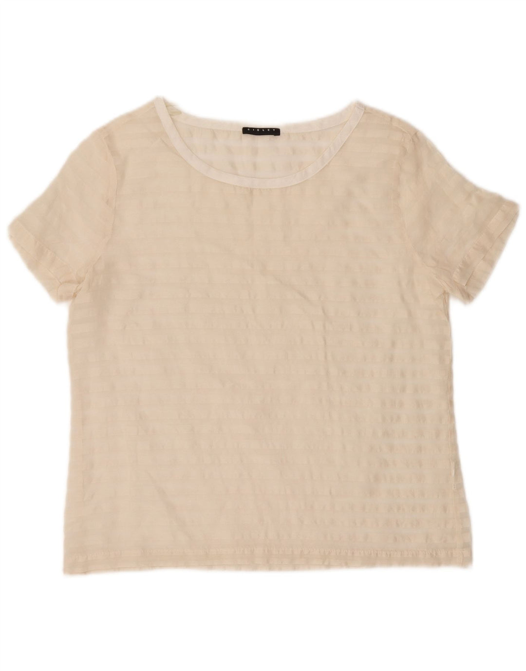 SISLEY Womens Blouse Top UK 12 Medium Off White Striped