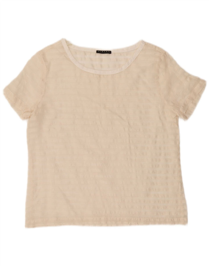 SISLEY Womens Blouse Top UK 12 Medium Off White Striped