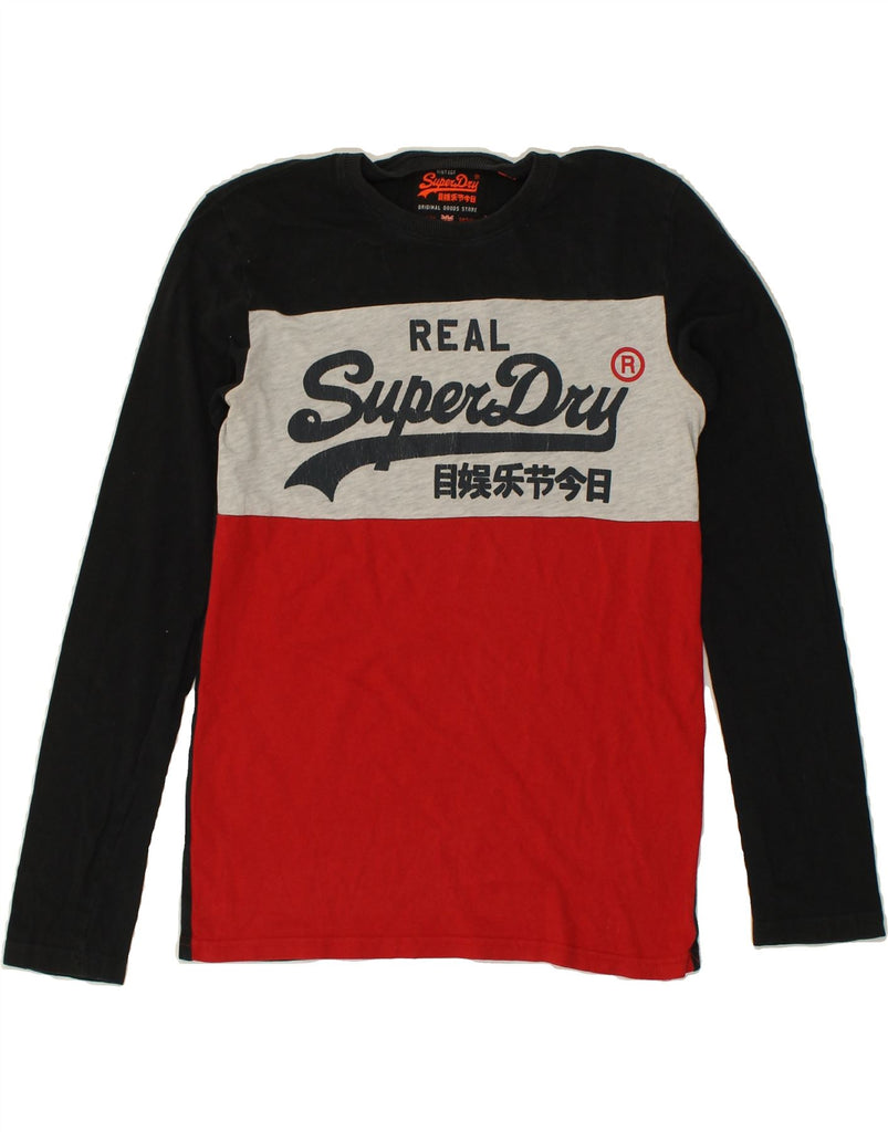 SUPERDRY Mens Graphic Top Long Sleeve XS Black Colourblock Cotton | Vintage Superdry | Thrift | Second-Hand Superdry | Used Clothing | Messina Hembry 