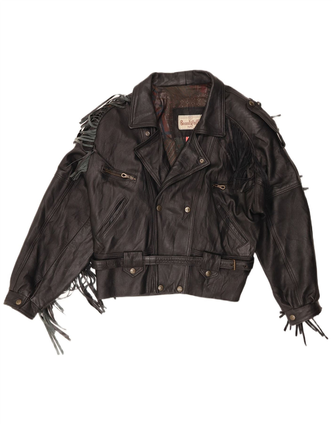 Vintage Mens Leather Biker Jacket UK 40 Large Black