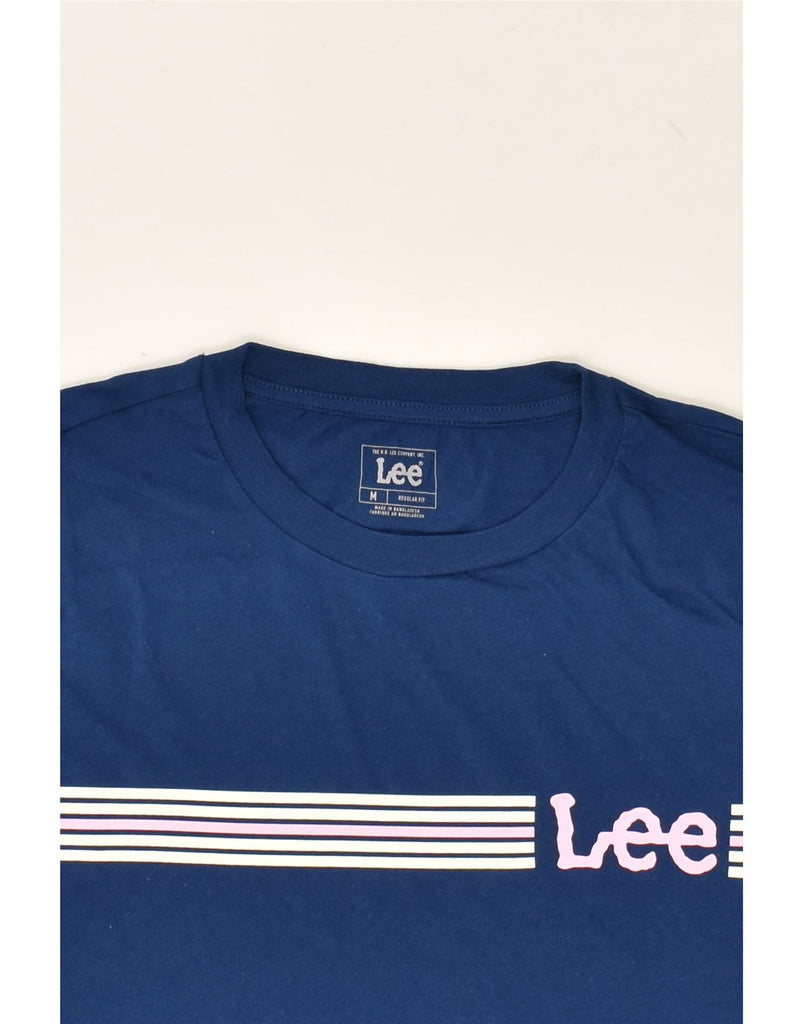 LEE Womens Regular Fit Graphic T-Shirt Top UK 14 Medium Navy Blue Cotton | Vintage Lee | Thrift | Second-Hand Lee | Used Clothing | Messina Hembry 