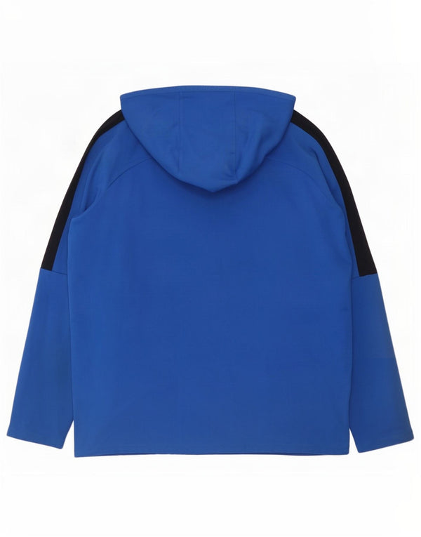 Nike Mens Dri Fit Graphic Hoodie Jumper Large Blue Colourblock Polyester