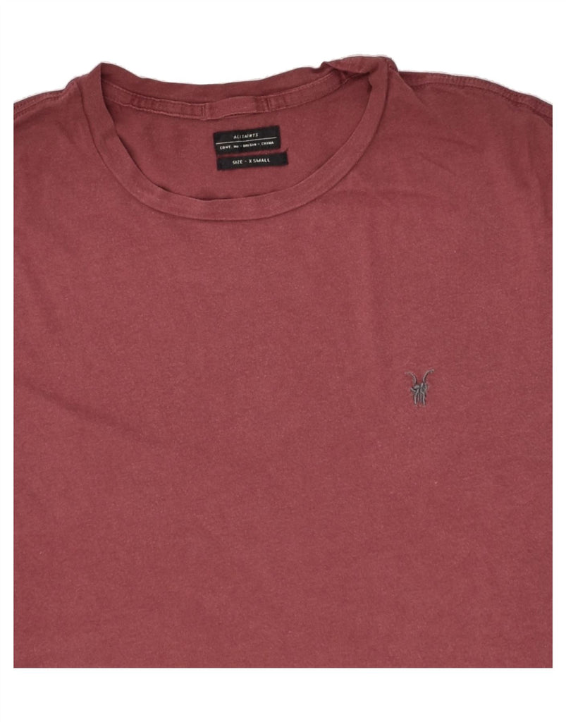 ALL SAINTS Mens T-Shirt Top XS Maroon Cotton | Vintage All Saints | Thrift | Second-Hand All Saints | Used Clothing | Messina Hembry 