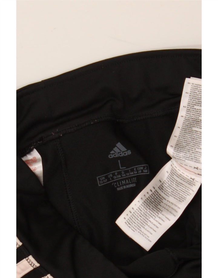 ADIDAS Girls Climalite Leggings 13-14 Years Large Black Polyester